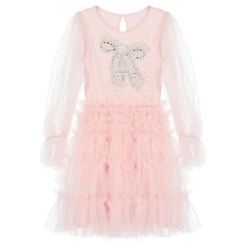 Girls Pink Embellished Tulle Dress