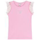 Girls Pink Logo Ribbed Top, 2, hi-res