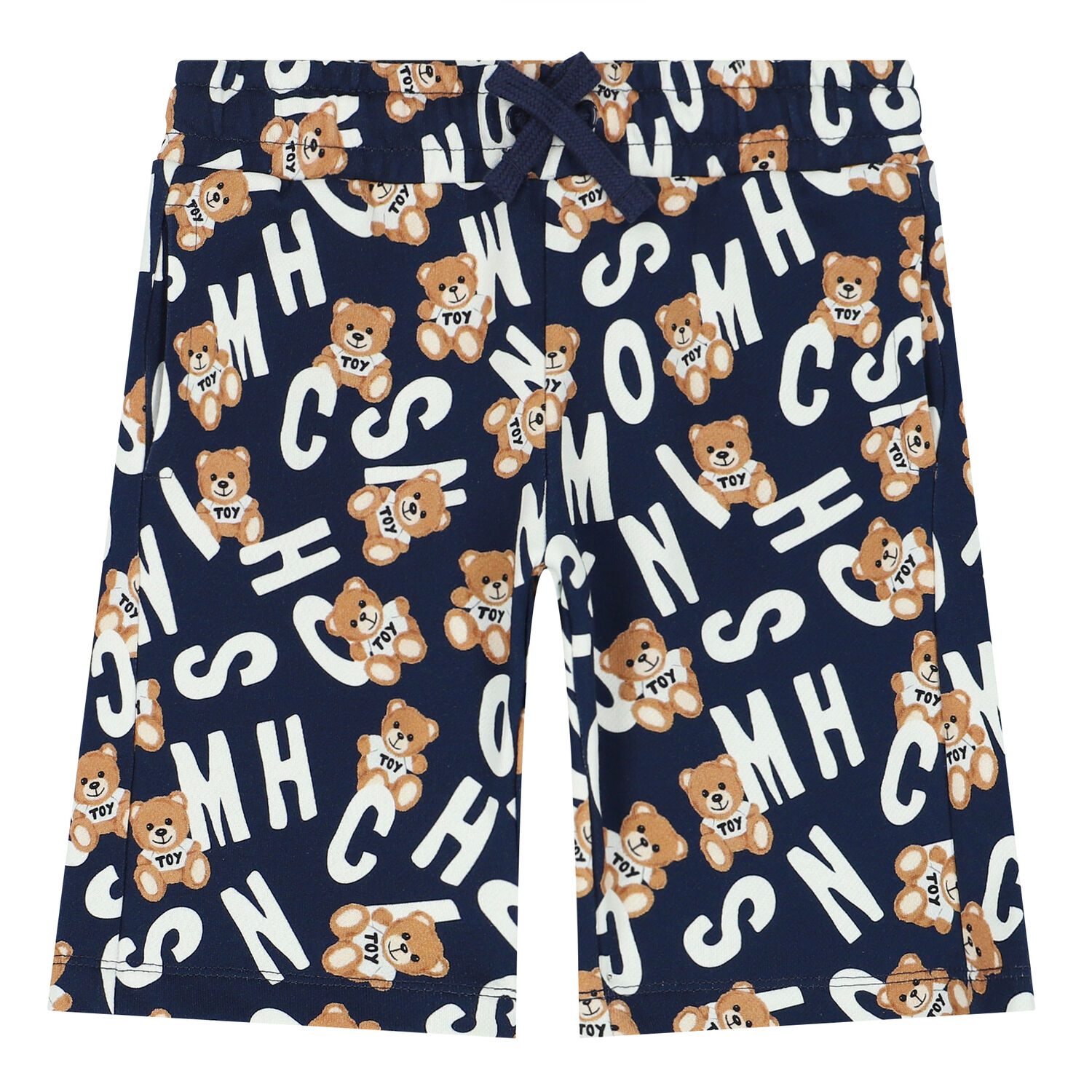 Boys Navy Teddy Logo Shorts, 1, hi-res image number null