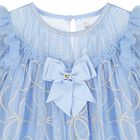 Girls Blue Embellished Tulle Dress, 2, hi-res