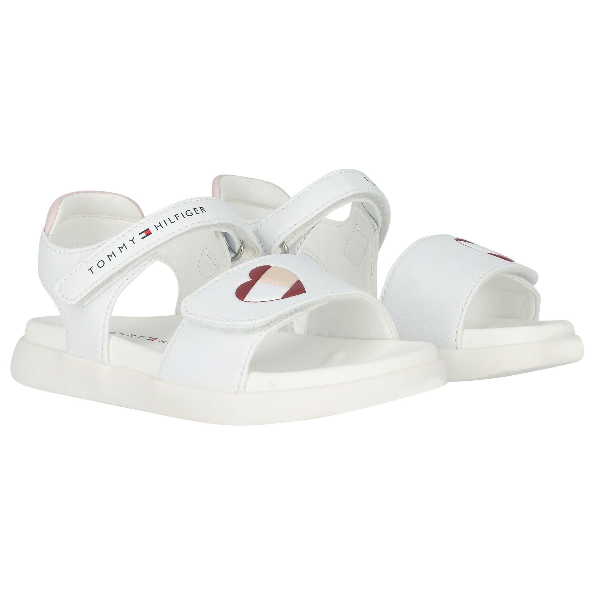 ♡♡ Tommy Hilfiger Girls White Heart Logo Sandals | Junior Couture USA