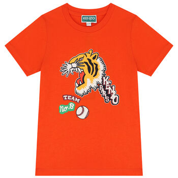 Boys Orange Varsity Tiger T-Shirt