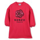 Girls Pink Logo Flower Sweatshirt Dress, 1, hi-res