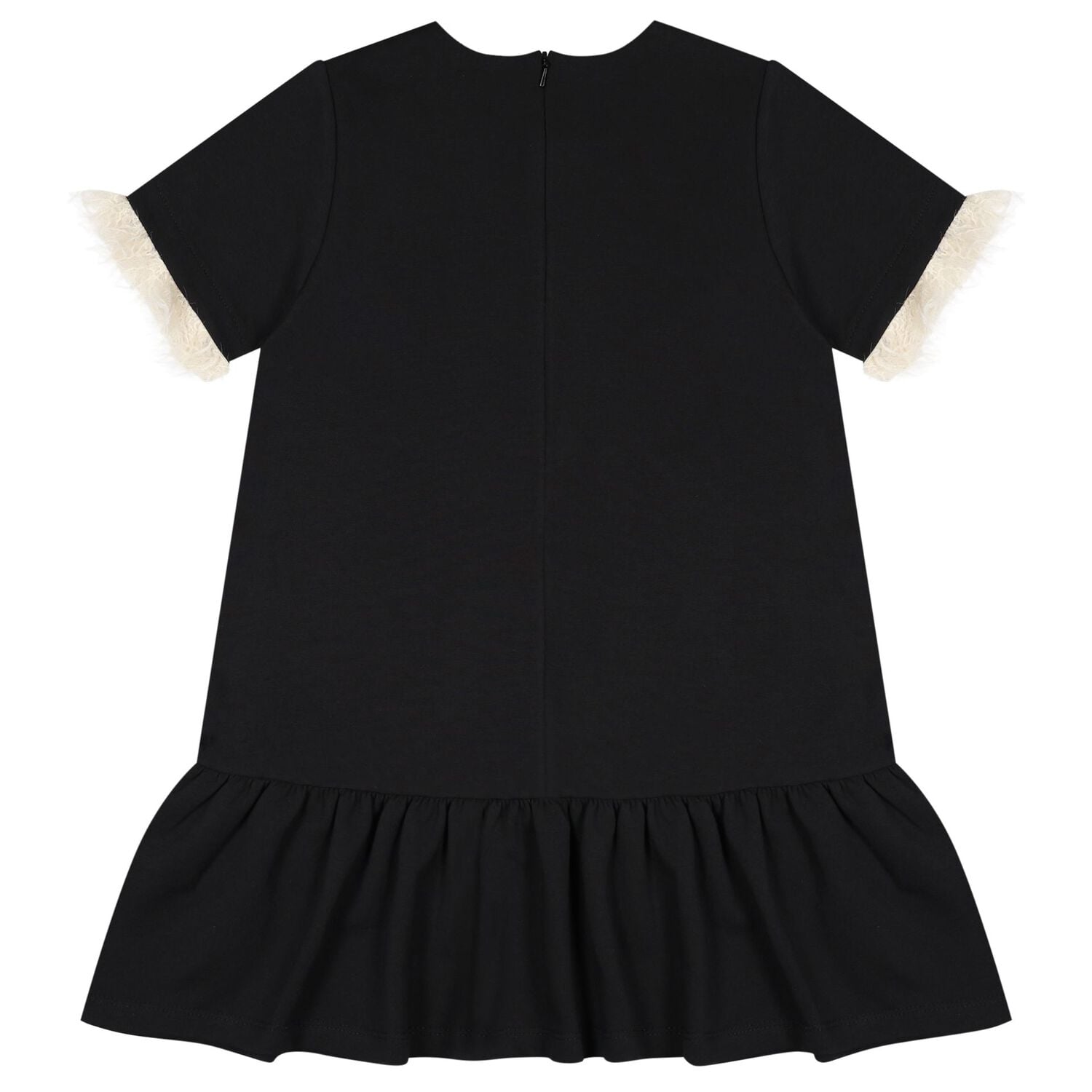 Girls Black & Ivory Logo Dress, 2, hi-res