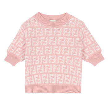 Girls Pink FF Logo Knitted Sweatshirt