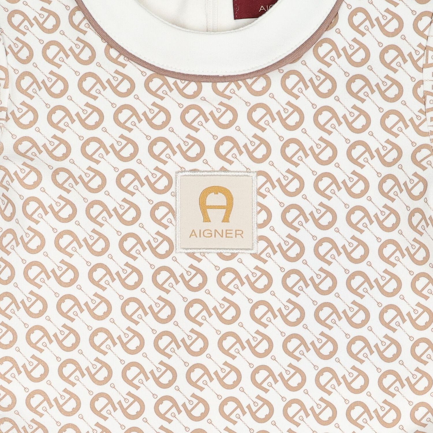 Younger Girls Ivory & Beige Logo Dress, 1, hi-res