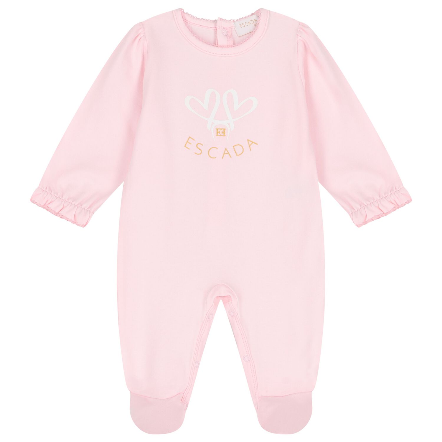 Baby Girls Pink Heart Babygrow, 2, hi-res
