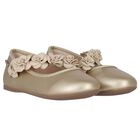 Girls Gold Floral Shoes, 1, hi-res
