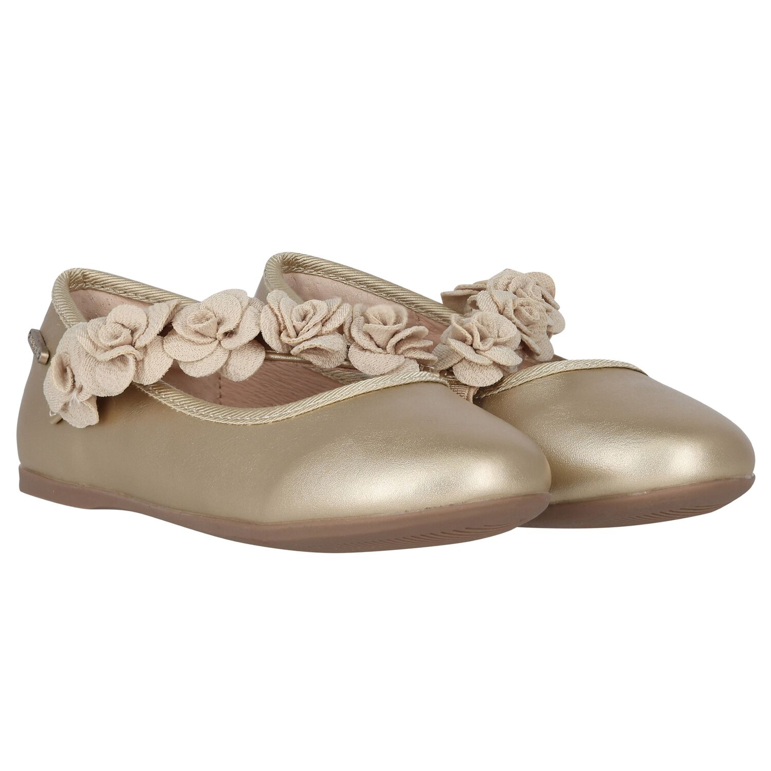 Girls Gold Floral Shoes, 1, hi-res image number null
