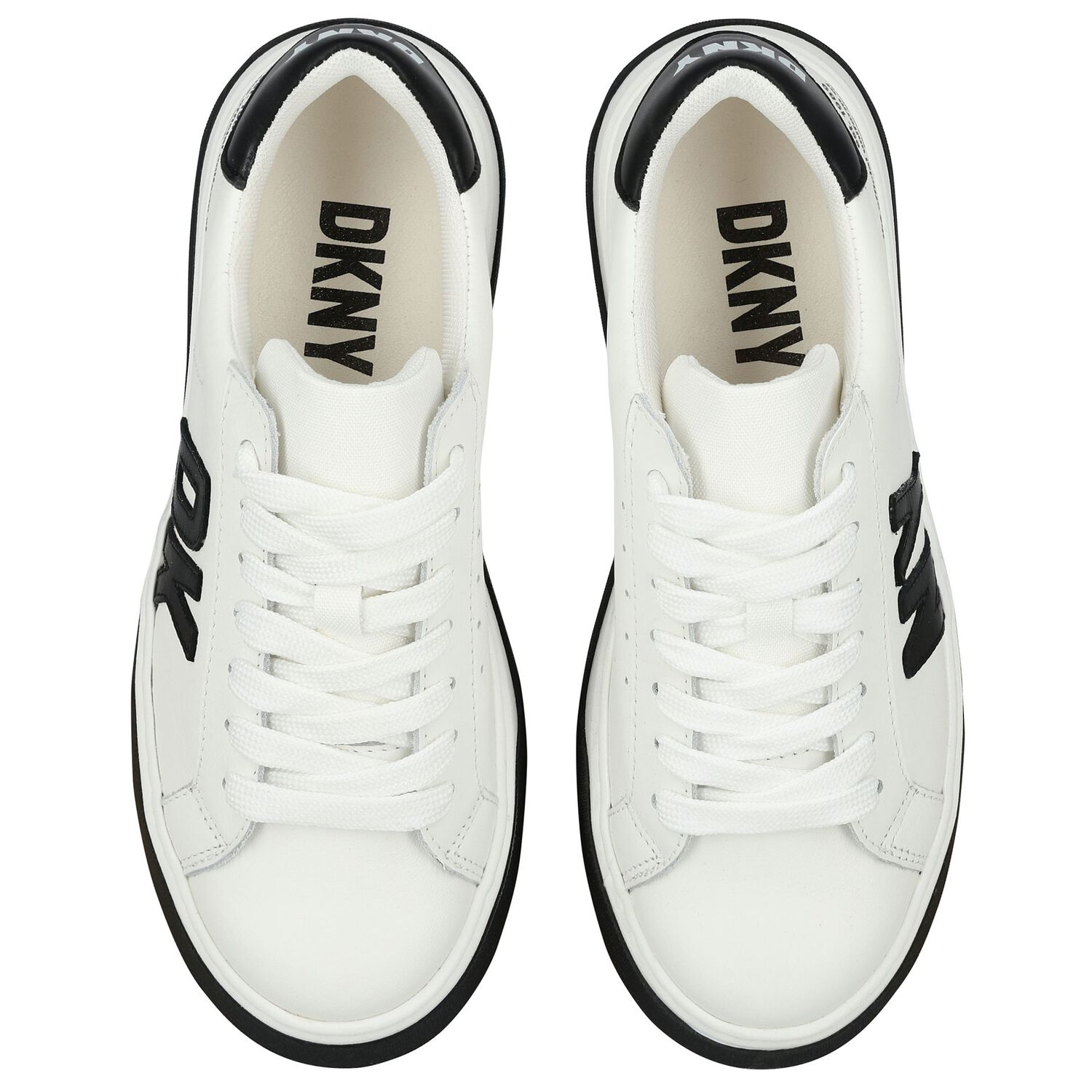 White & Black Leather Logo Trainers, 1, hi-res image number null