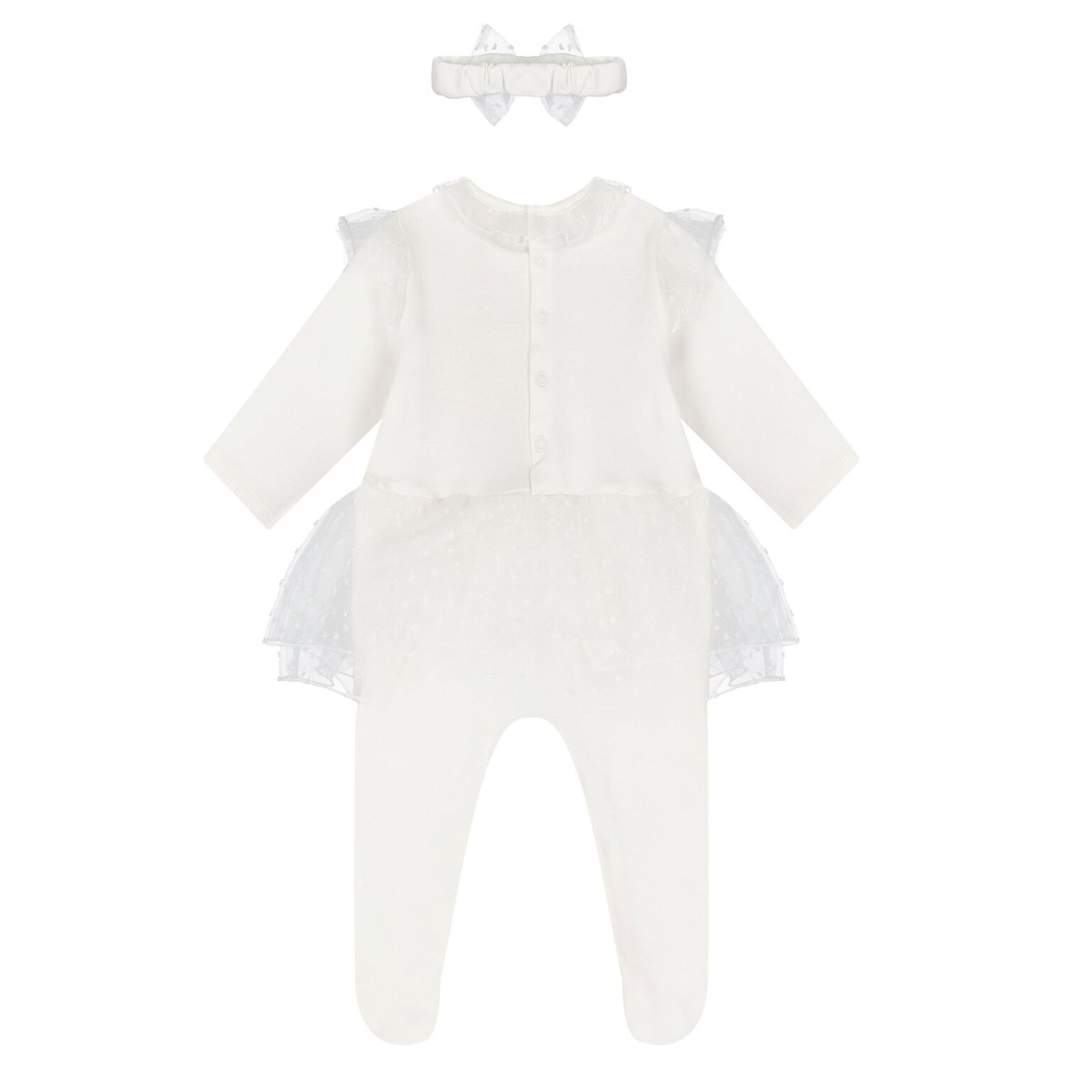 Baby Girls Ivory Bow Babygrow Set, 2, hi-res image number null