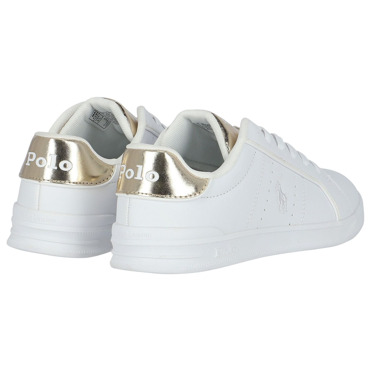 Girls White & Gold Logo Trainers, 1, hi-res image number null