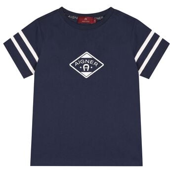Boys Navy Blue Logo T-Shirt