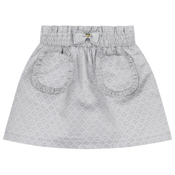 Girls Grey Jacquard Skirt
