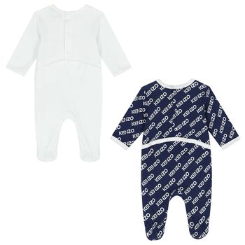 Navy Blue & White Logo Babygrows ( 2-Pack )