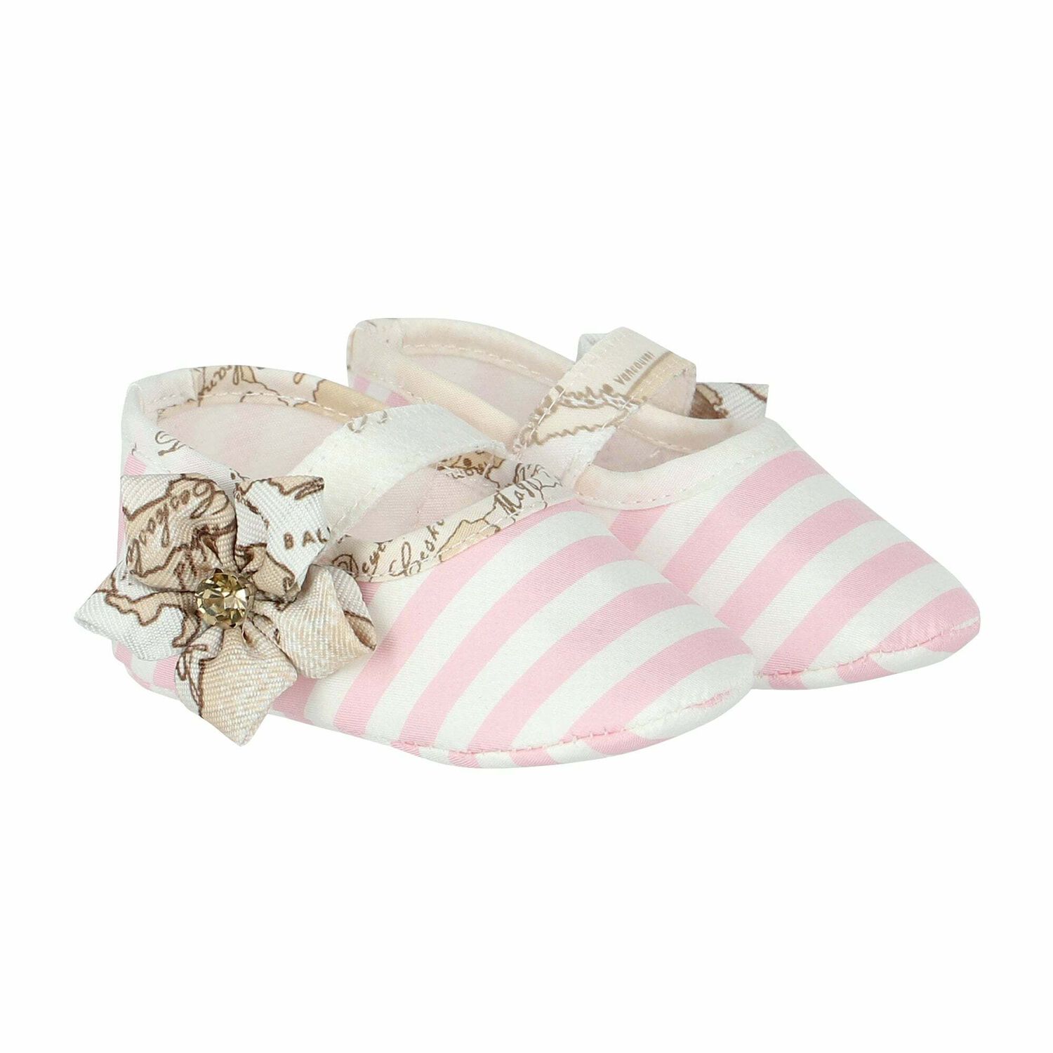 Baby Girls Pink & Ivory Geo Map Pre Walker Shoes, 1, hi-res image number null