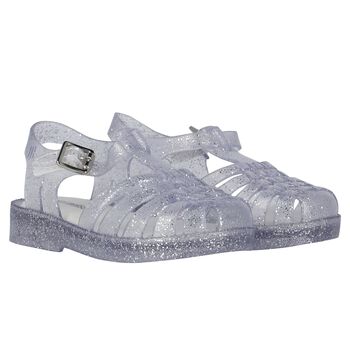 Younger Girls Silver Glitter Jelly Shoes