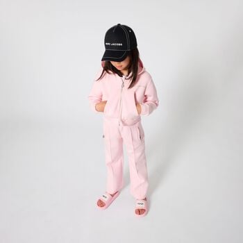 Girls Pink Logo Hooded Zip Up Top