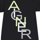 Boys Black Logo T-Shirt, 1, hi-res