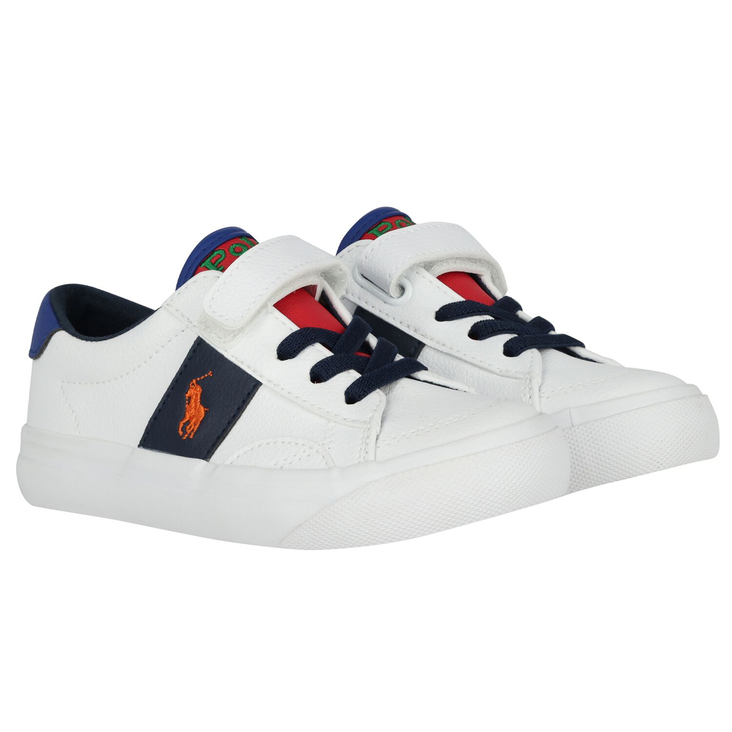 Younger Boys White Logo Trainers, 1, hi-res