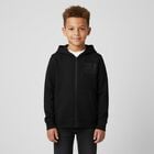 Boys Black Logo Hooded Zip Up Top, 1, hi-res