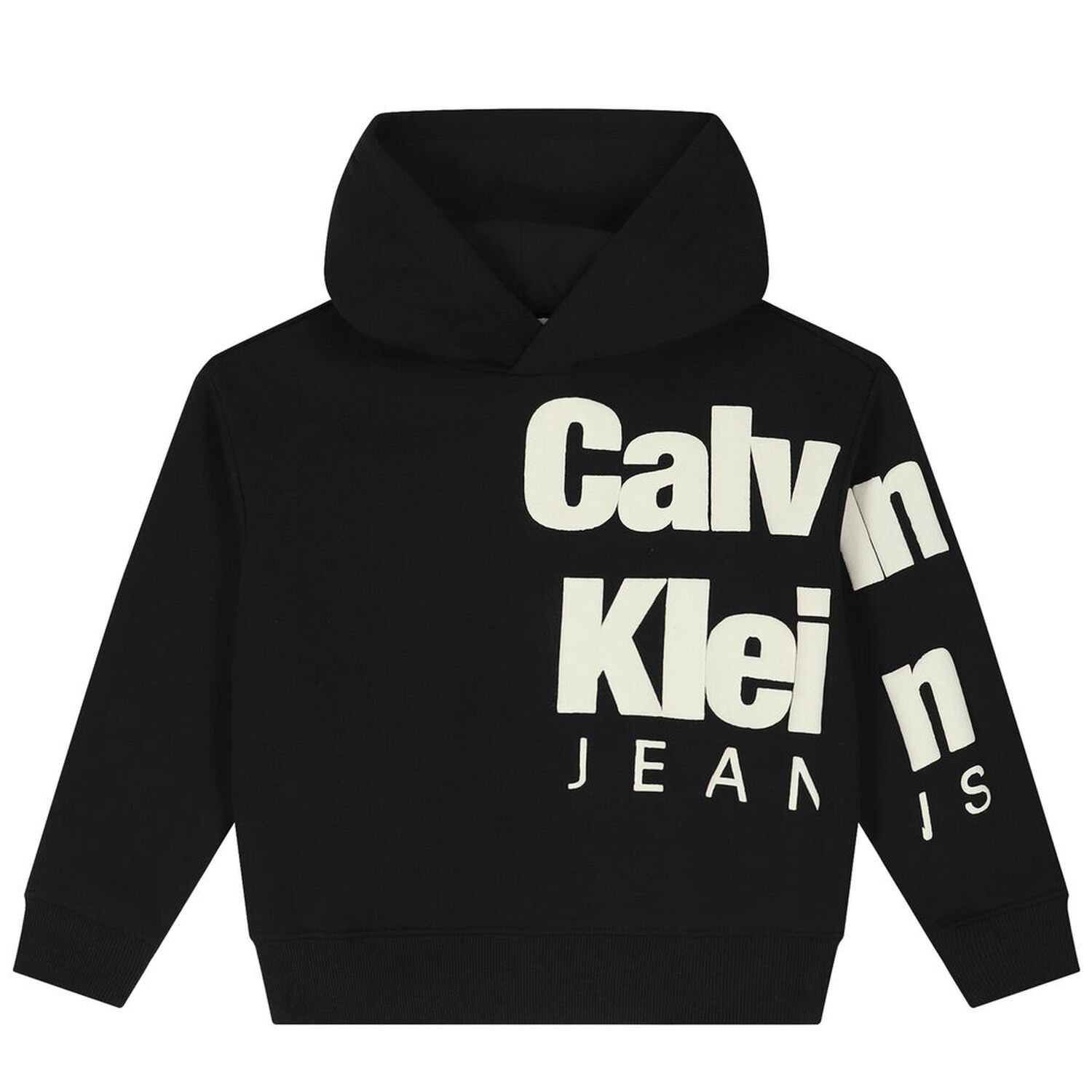 Boys Black Logo Hooded Top, 1, hi-res