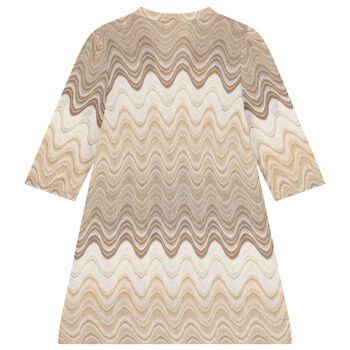 Girls Beige & Gold Striped Kaftan
