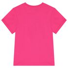 Girls Pink Teddy Bear Logo T-Shirt, 4, hi-res
