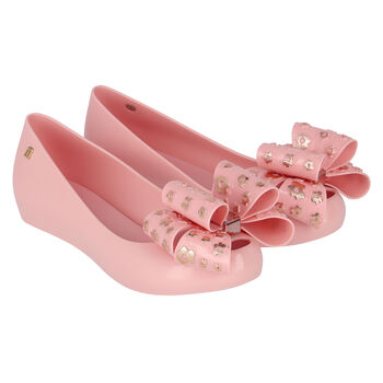 Girls Pink Bow Jelly Shoes