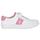 Girls White & Pink Logo Trainers, 1, hi-res