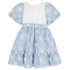 Girls Blue & White Floral Dress, 1, hi-res