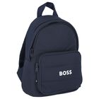Boys Navy Blue Logo Backpack ( 27cm ), 1, hi-res