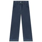 بنطلون بالشعار باللون الأزرق للبنات, 1, hi-res