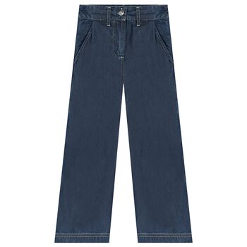 بنطلون بالشعار باللون الأزرق للبنات