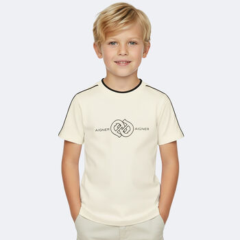 Boys Beige Logo T-Shirt