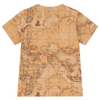 Boys Beige Geo Map Logo T-Shirt