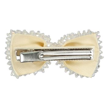 Girls White Embellished Bow Hair Clip