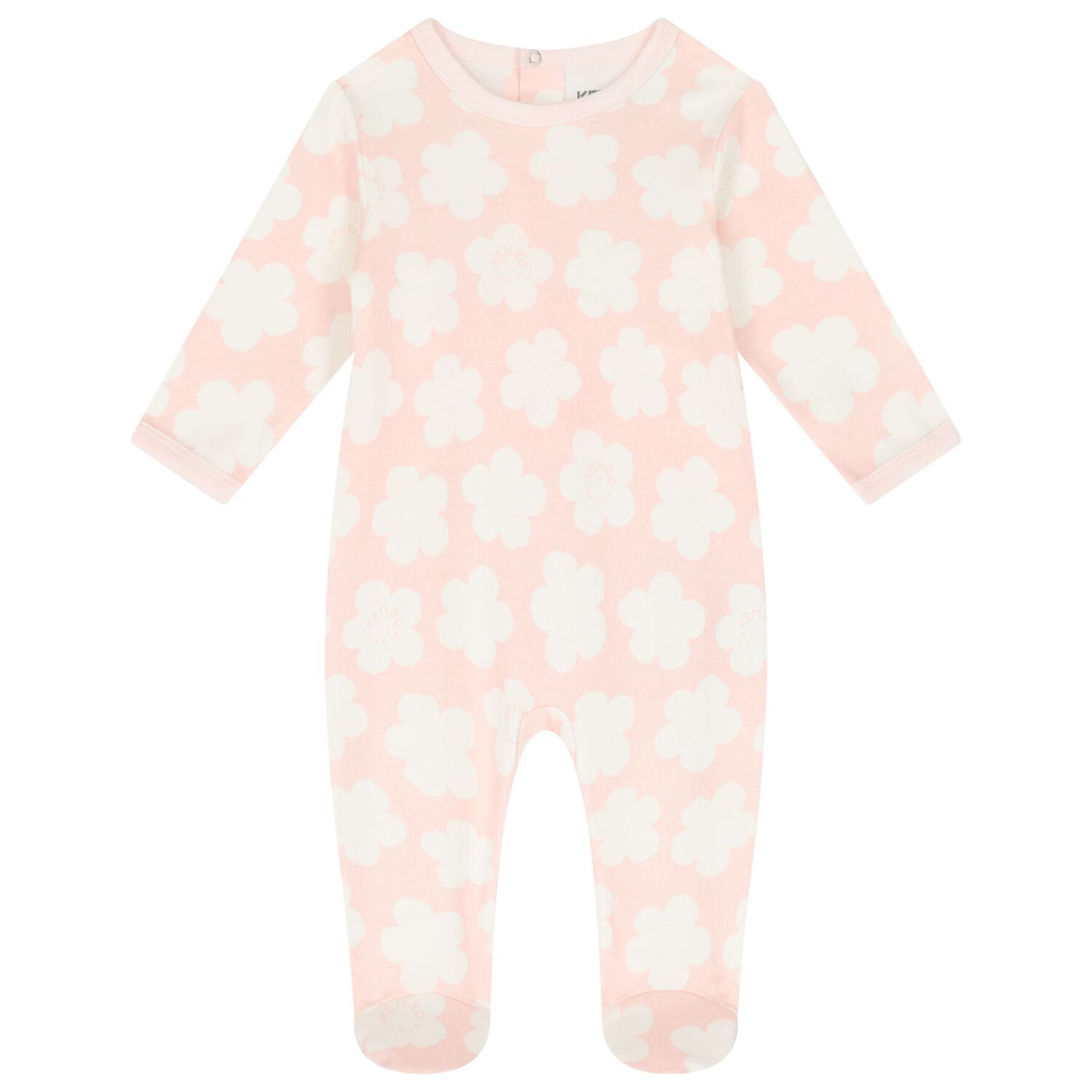 Baby Girls White & Pink Boke Flower Babygrows ( 2 Pack ), 2, hi-res