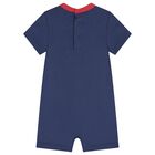 Baby Boys Navy Blue Polo Bear Romper, 1, hi-res