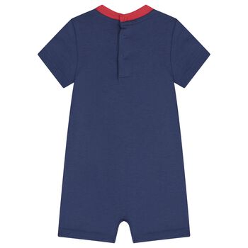 Baby Boys Navy Blue Polo Bear Romper