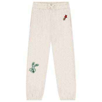 Girls Beige Patch Joggers