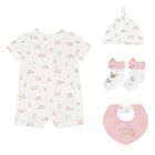 Baby Girls White & Pink Romper Gift Set, 1, hi-res