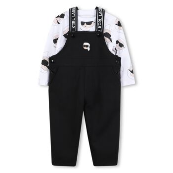 Baby Boys Black & White Ikonik Dungaree Set