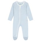 Baby Boys White & Blue Babygrows ( 2 Pack ), 3, hi-res