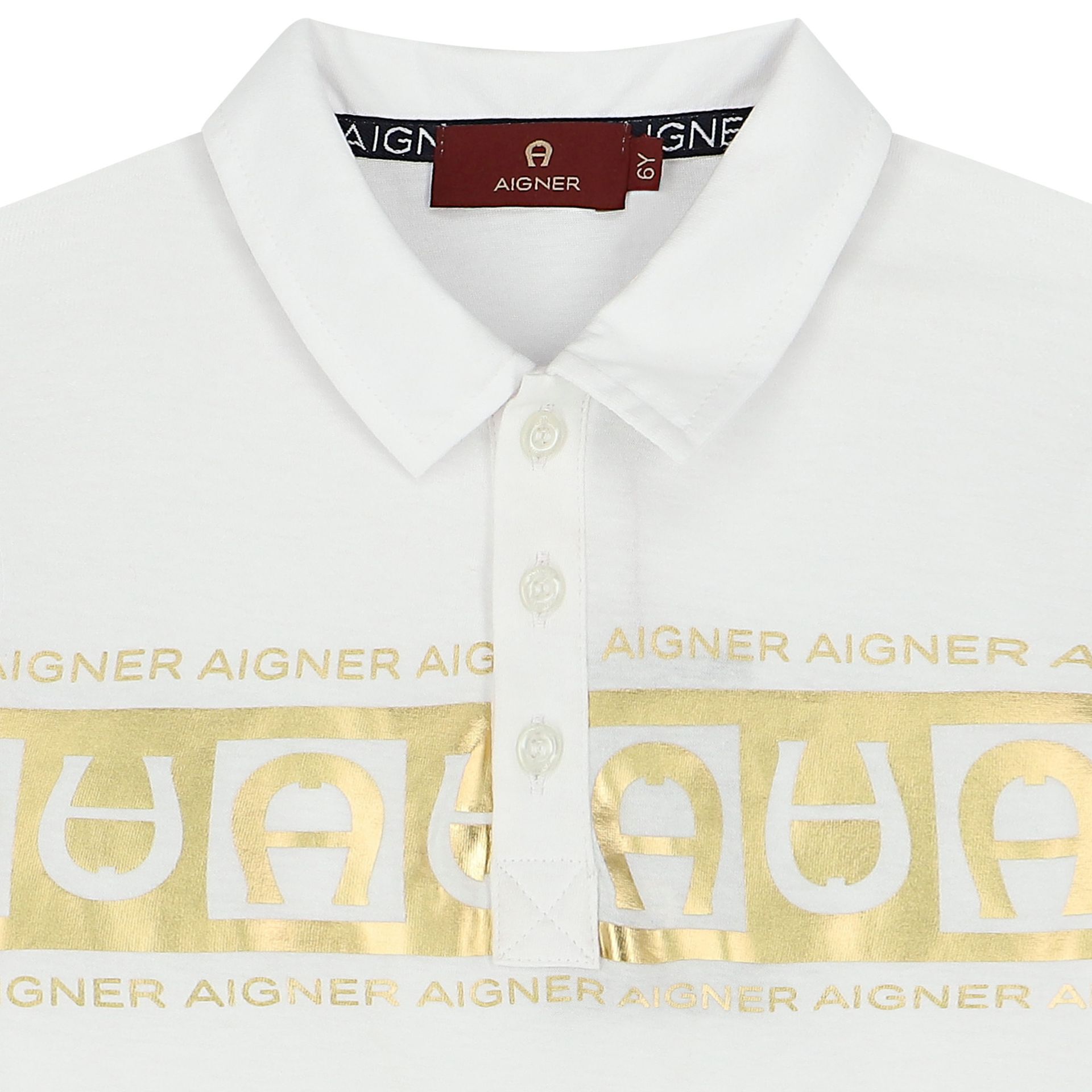 Aigner Boys White Gold Polo Shirt Junior Couture Bahrain