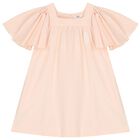 Girls Pink Logo Flutter Dress, 1, hi-res