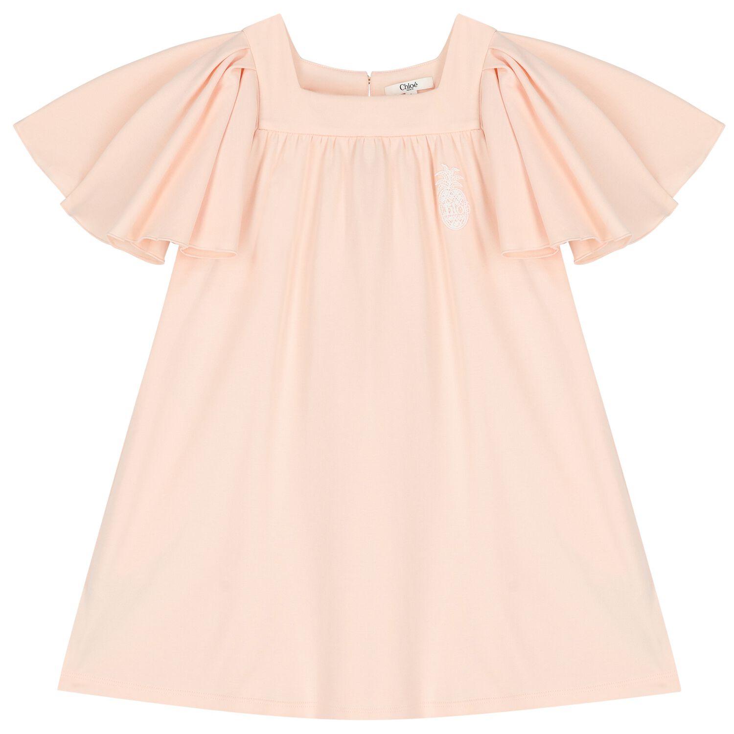 Girls Pink Logo Flutter Dress, 1, hi-res