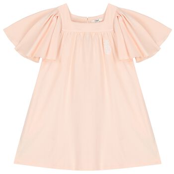 Girls Pink Logo Flutter Dress