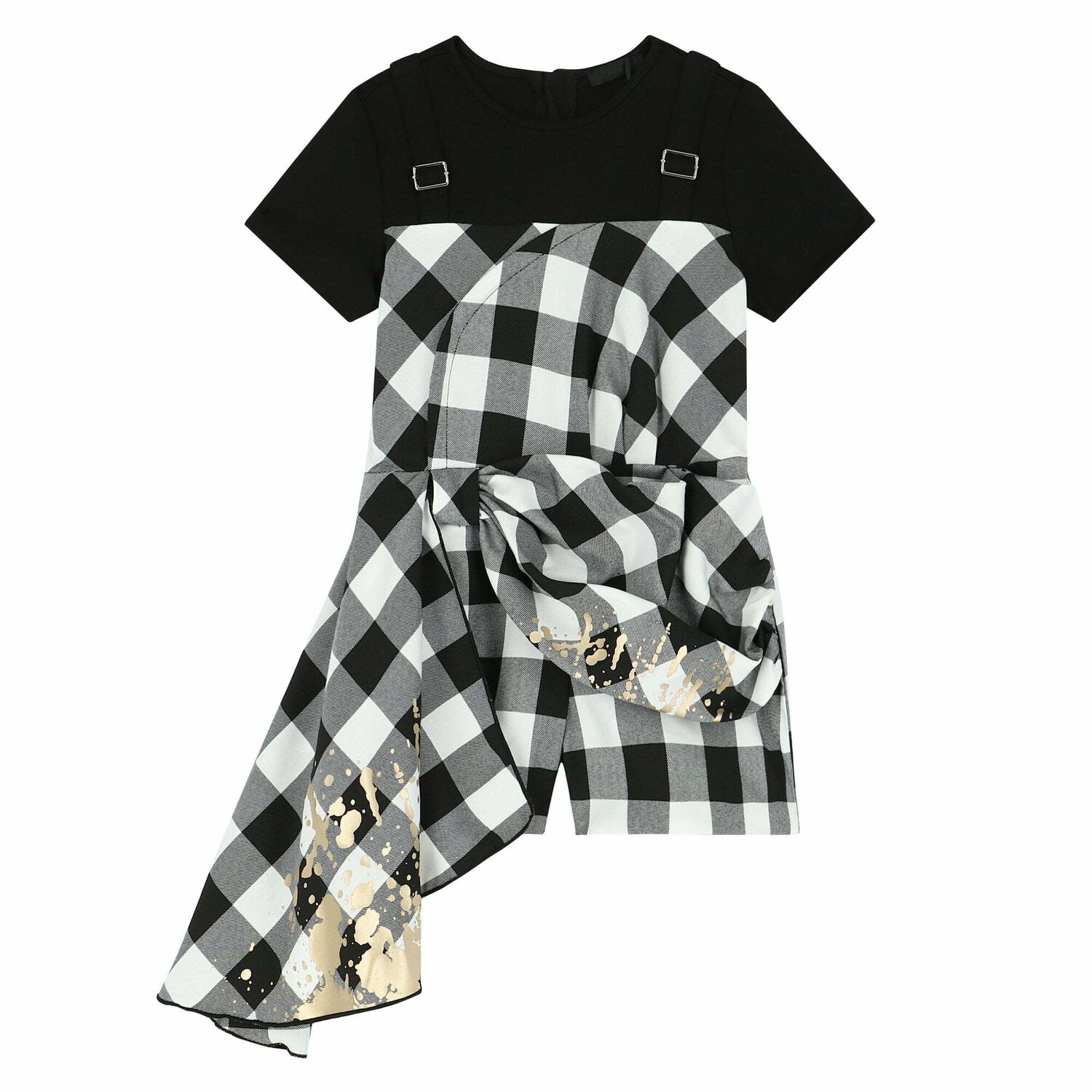 Girls Black & White Gingham Playsuit, 1, hi-res image number null