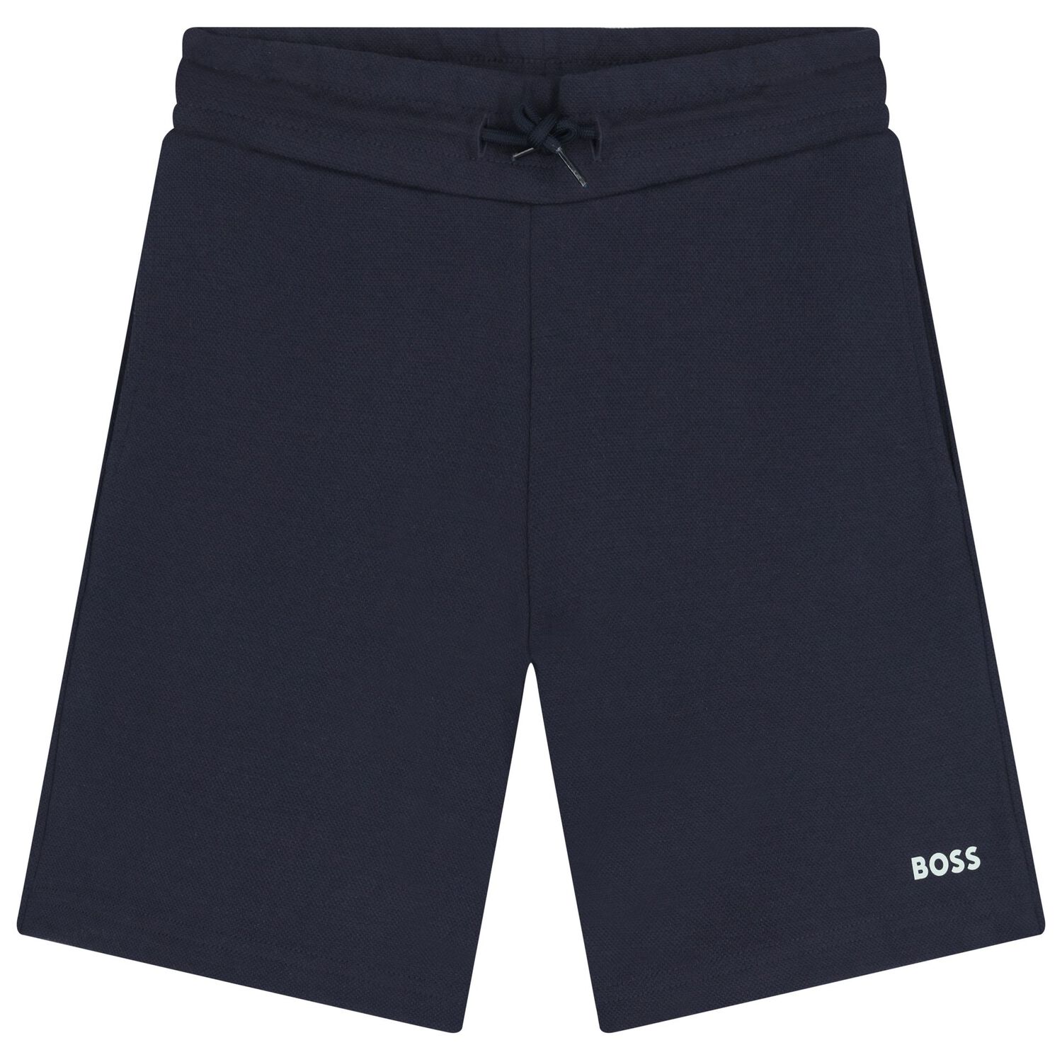 Boys Mini Me White & Navy Blue Logo Shorts Set, 1, hi-res